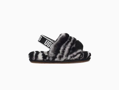 UGG Fluff Yeah Slide Zebra Slippers for Toddlers - Black/White India